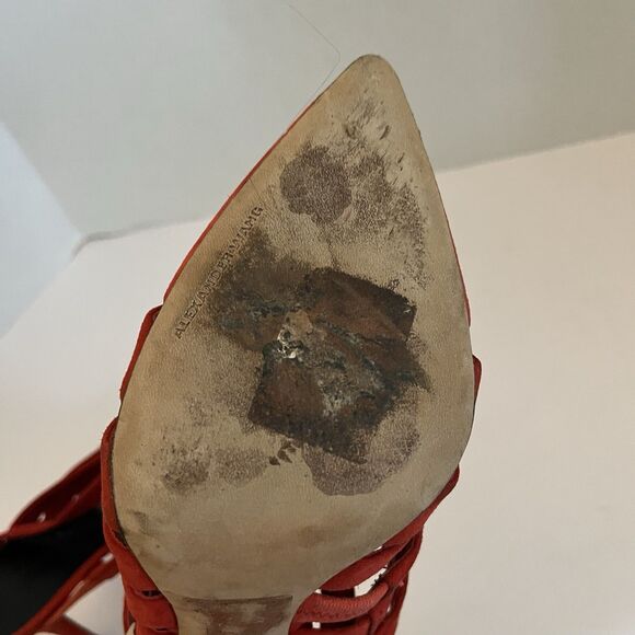 ALEXANDER WANG Red Suede STRAPPY BRITT MULE Sandals Pump Heels SZ 39.5 US 8.5 - Picture 13 of 13
